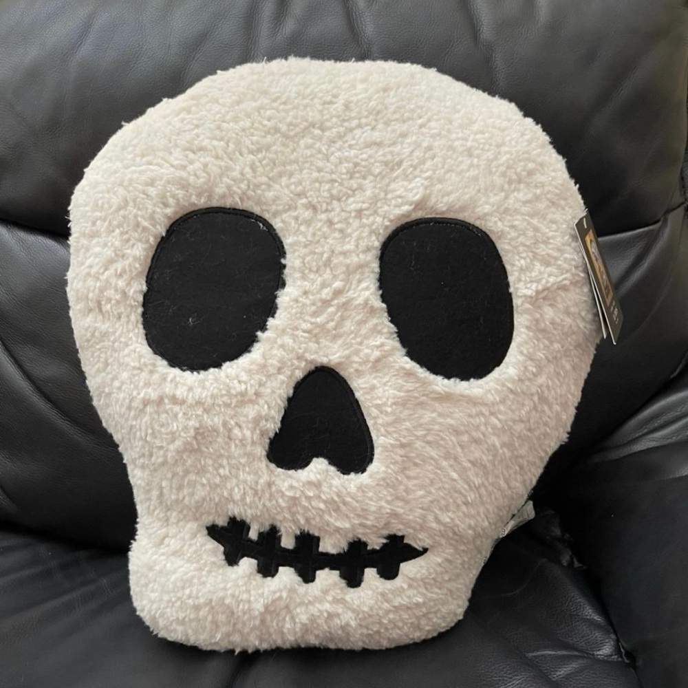 Cynthia Rowley Skull Shaped Sherpa Pillow